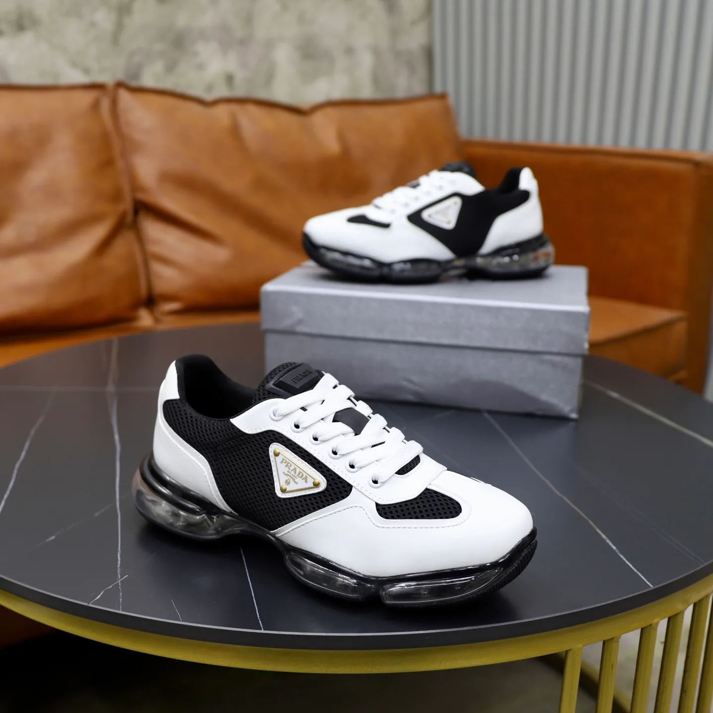 Men's shoes 💰660💰PRADA] Men's shoes are popular in the counter, high-quality shipments ✔️Official website synchronization, original imported cowhide with comfortable mesh surface + cowhide lining, 1⃣️:1⃣️reproduction, original factory air-cushioned original sole, 38-45
